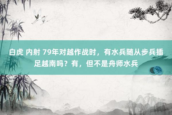 白虎 内射 79年对越作战时，有水兵随从步兵插足越南吗？有，但不是舟师水兵