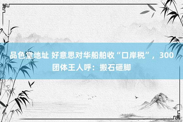 品色堂地址 好意思对华船舶收“口岸税”，300团体王人呼：搬石砸脚