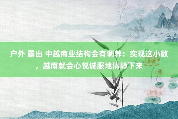 户外 露出 中越商业结构会有调养：实现这小数，越南就会心悦诚服地清静下来