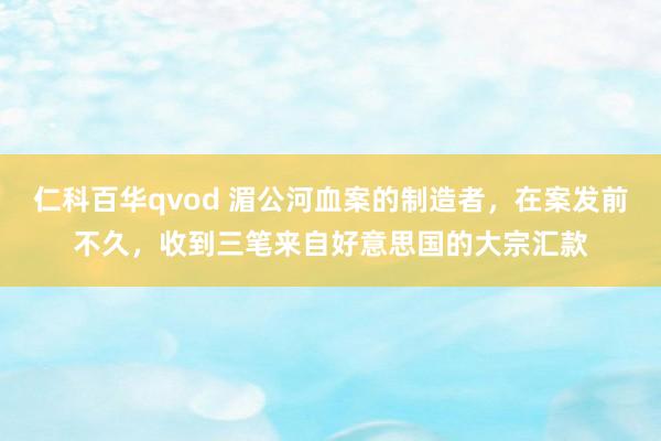 仁科百华qvod 湄公河血案的制造者，在案发前不久，收到三笔来自好意思国的大宗汇款