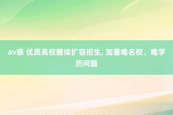av狼 优质高校握续扩容招生, 加重唯名校、唯学历问题