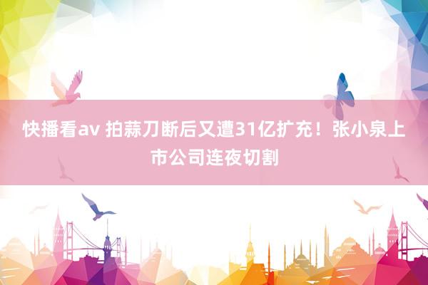 快播看av 拍蒜刀断后又遭31亿扩充！张小泉上市公司连夜切割